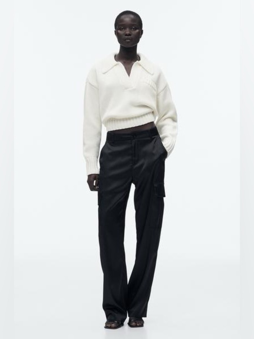 Zara SATIN EFFECT CARGO PANTS size medium